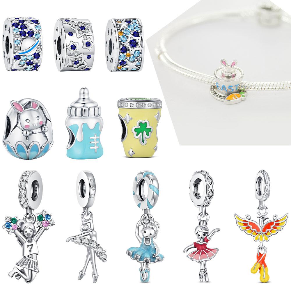 Elegant Ballet Charm Fit 3Mm Bracelet Diy For Women Copper Bead Star Clover Rabbit Charm Perfect Mother'S Day Gift