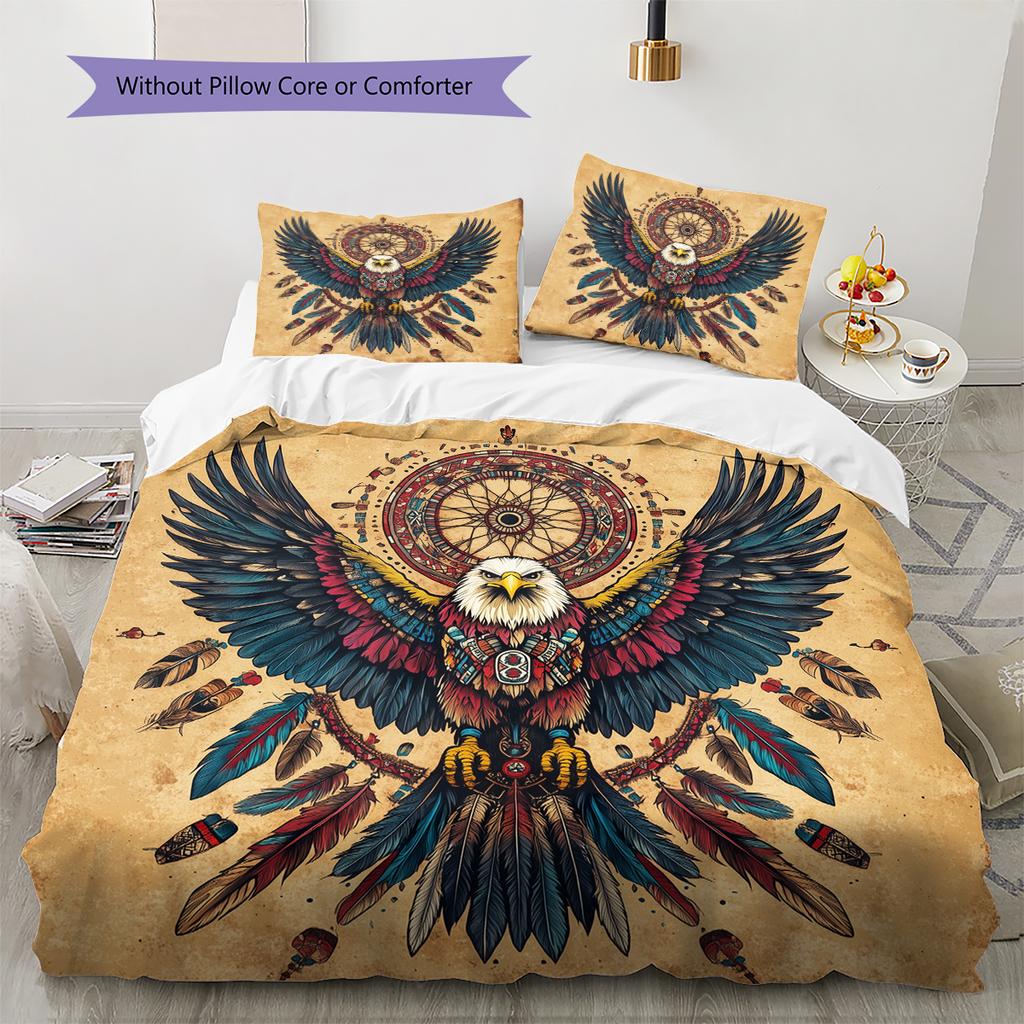 Vintage eagle Pattern Bedding Home Decoration Birthday Gift (1 * duvet cover + 2 * pillowcase, without core)