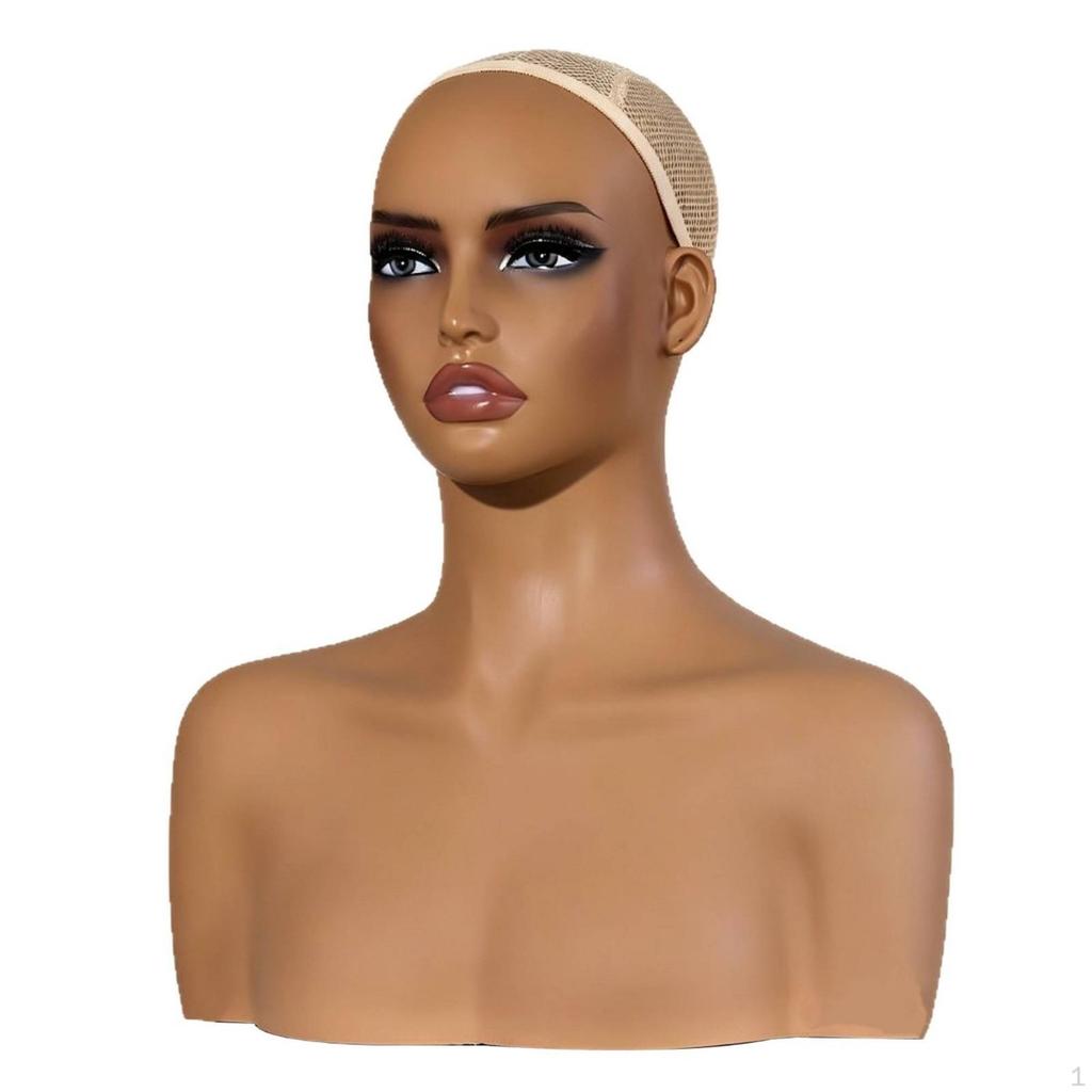 Mannequin Head with Shoulders PVC Bust Smooth Hat Display