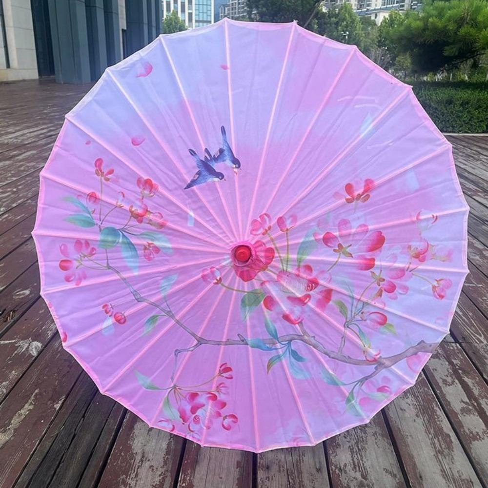 Silk Cloth Umbrella Fan 56cm Cosplay Hanfu Oil Paper Umbrella Dance Performance
