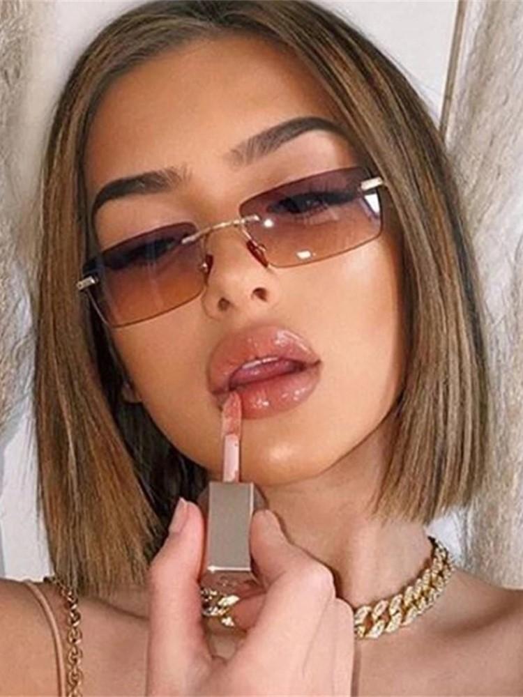 Stylish Latest Rectangle Sun Glasses For Ladies For Gents No Frame Small Sun Glasses Female Male Gafas De Sol Eye Glasses Glasses Shades UV400