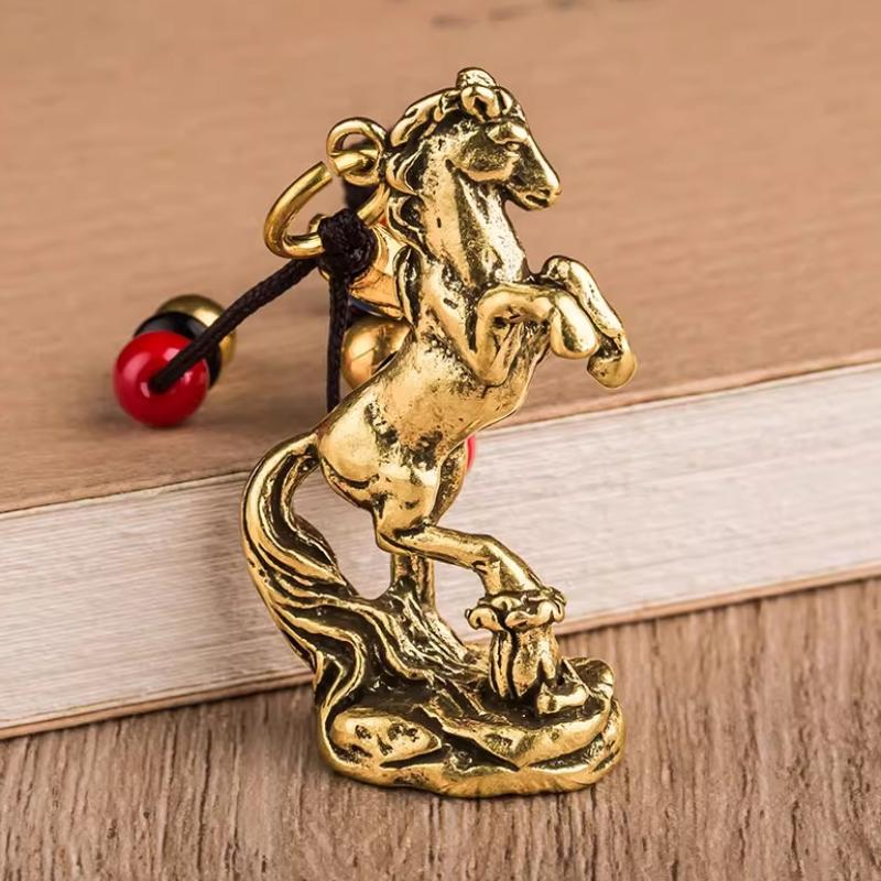 2026 Year Of Chinese Zodiac Horse Lucky Pendant Keychain Copper Feng Shui Wealth Key Ring Women Men Bag Charm Jewelry Gift