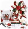 Large Patchwork Bow Sewing Kit, Farmhouse Fabric Folded Flower Door Hanging Craft Set, Pre-Cut Fabric Strips, DIY Craft Supplies