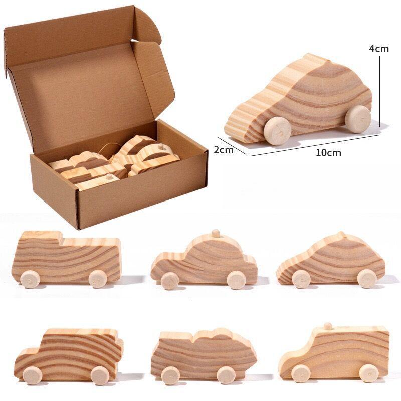 

Детские 3D Игрушки из дерева цвета бревна, Машинки, Монтессори, Развивающие, Набор для рисования и граффити, Игрушки для приходских рисунков для детей 6Pcs