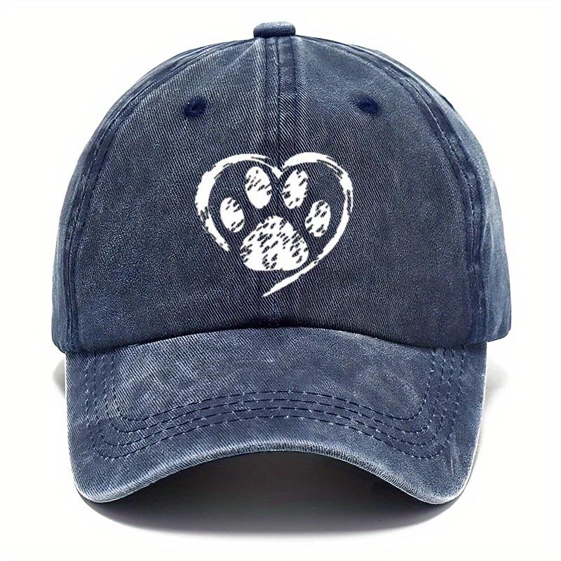 Pc VintageInspired Cat Paw Heart Print Baseball Cap Lightweight NonStretch Fabric Adjustable Dad Hat for Daily Outings Sp