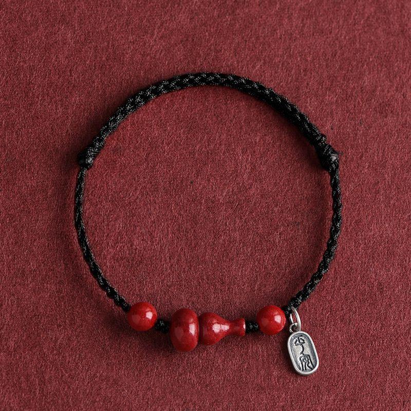 Putuo Mountain Fidelity Cinnabar Gourd Red Rope Bracelet Fu Lu Lucky Beads Charm Carrying Strap Handmade Braided Rope Gift