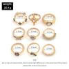 S/Set Tide Pink Love Heart Butterfly Purple Drill Grapes Flower Geometry Rings Sets For Women Originality Ring Party Jewelry