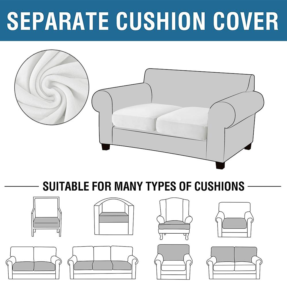 White Velvet Sofa Seat Cushion Cover Elastic For Living Room Corner Couch Cover Stretch Sofas Case Seat Slipcover 1 2 3 4 Seater for Home