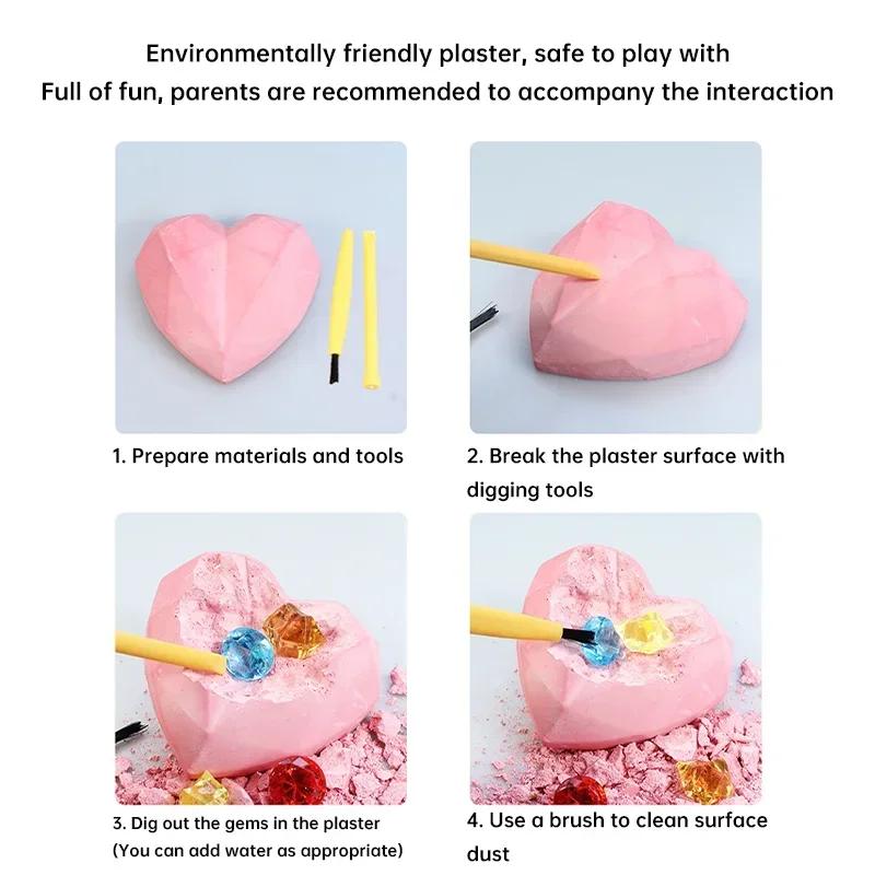 DIY Mermaid Gemstone Archaeological Excavation Kit for Kids - Handmade Puzzle Treasure Digging Blind Box Educational Small GameM