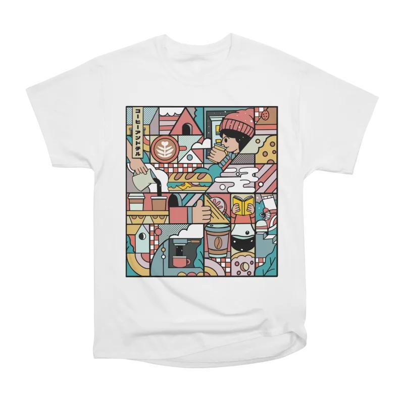 

Men Casual Shirts Short Sleeves WINTER COFFEE SOCIETY White Tees Oversized T-shirts XXXL білий
