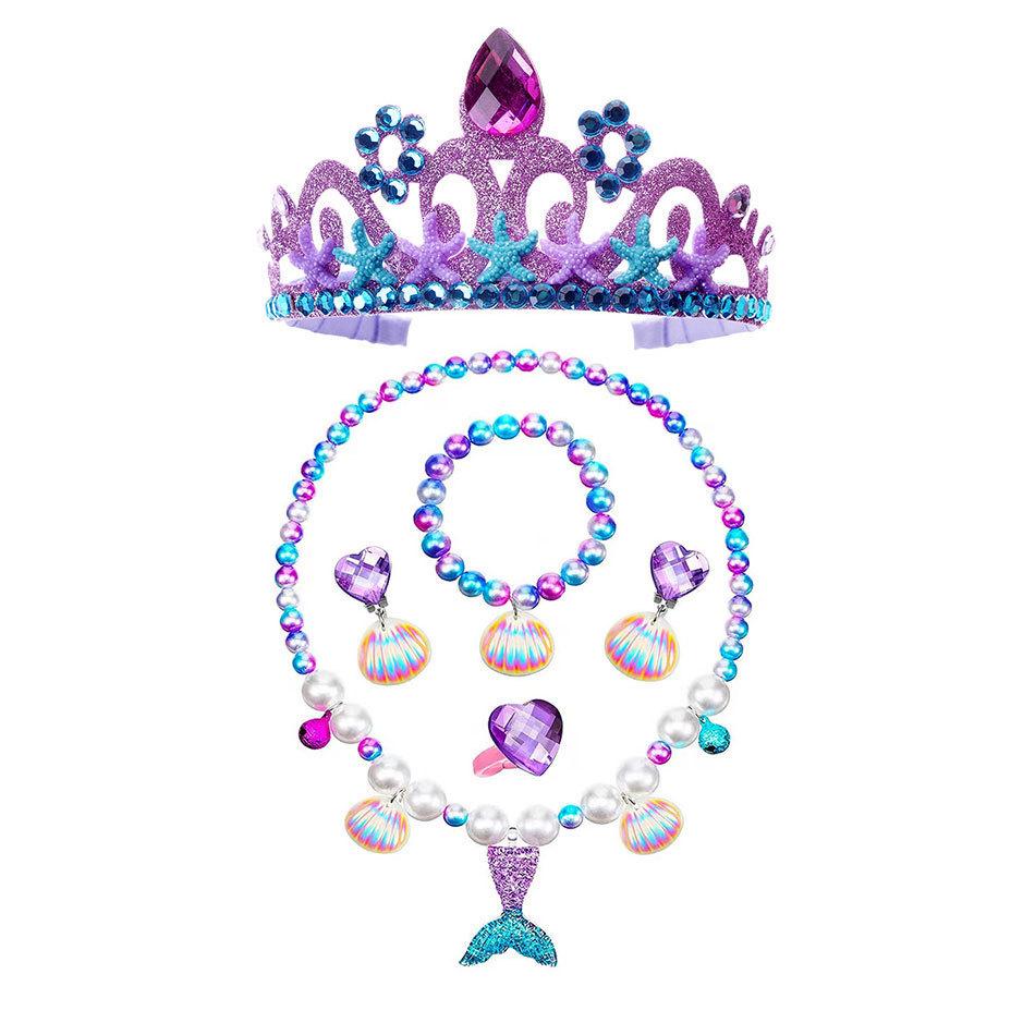 Children'S Princess Crown Accessories Necklace Set Bag Accessories Mermaid Generation Children'S Birthday Gift Jewelry