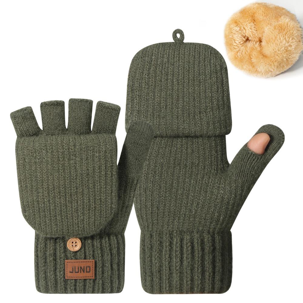 Flip Top Knitted Fingerless Gloves Thermal Half Finger Gloves  for Women and Men