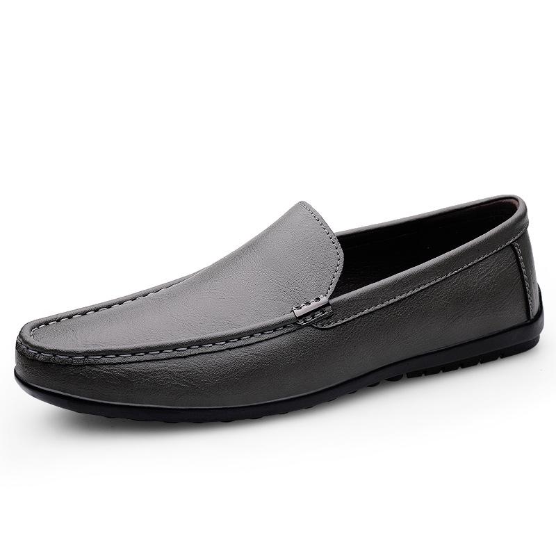 Spring & Summer Korean Style Genuine Leather Slip-on Loafers for Casual Driving 42