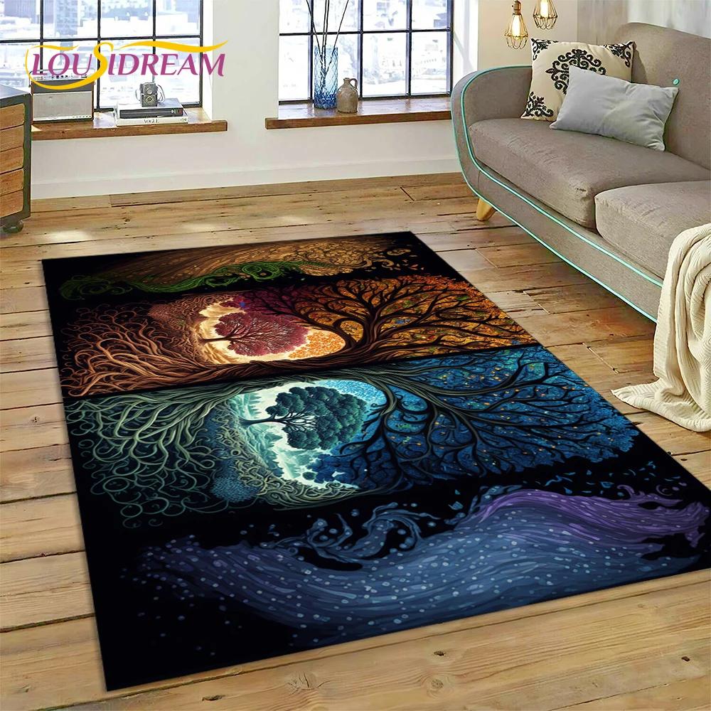 Tree of Life Nature Viking Yggdrasil Norse Carpet Rug for Bedroom Living Room Home Sofa Decoration,Child Large Decor Floor Mat