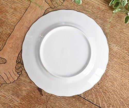 Set of 5 White Dinnerware: Floral-Shaped, Shatter-Resistant Porcelain TIARA Pure White Ruffle Cake and Salad Plates, 19cm