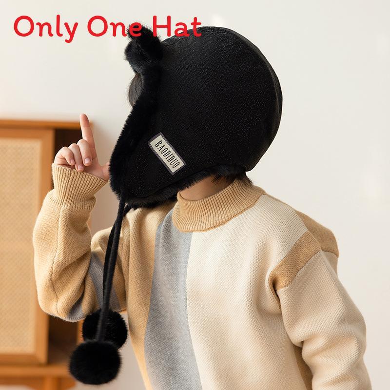 

Winter Kids Hat With Fleece Lining And Cartoon Design For Cold Weather Comfort чорний