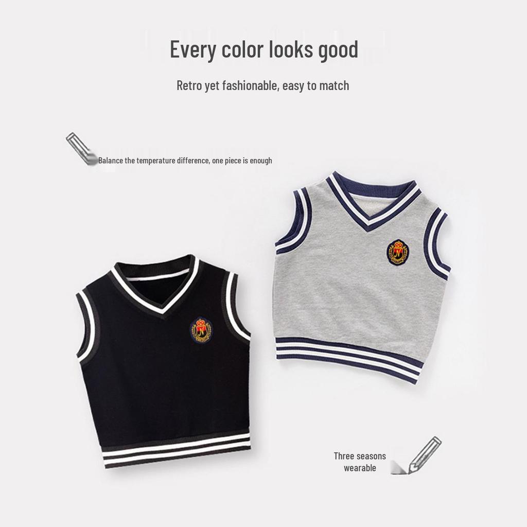 Boys' College Style Sleeveless Toddler Vest - Spring/Autumn Wear