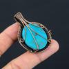 Irani Turquoise Gemstone Pure Copper Wire Wrapped Handmade Pendant Jewelry Gift For Her