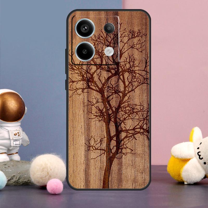 Tree Flower Bamboo Wood Case For Xiaomi Redmi Note 13 9 10 11 12 14 15 Pro Plus Redmi 15 15C 14C 10C 12C 13C Cover