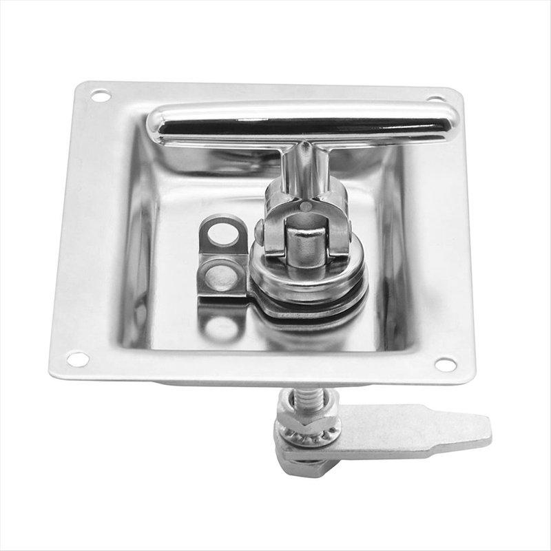 DT08 For RV Stainless Steel Panel Lock T-Shaped Folding Handle Door Lock Square Tool Lock Embedded Lock RV Accessories