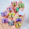 20Pcs Cute Colorful Shiny Butterfly with a Hole Flat Back Resin Scrapbooking DIY Jewelry Hairpin Craft Decoration Accessorie