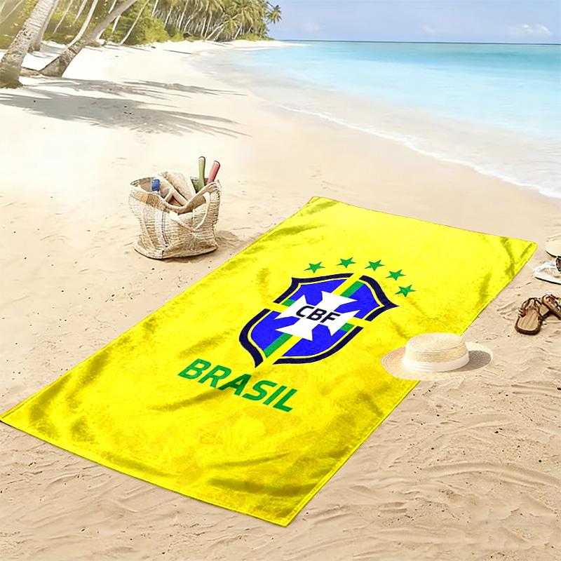 Asciugamano da Spiaggia CBF Brasile Stampato, Asciugamano Grande Morbido Asciugatura Rapida per Spiaggia Campeggio Nuoto