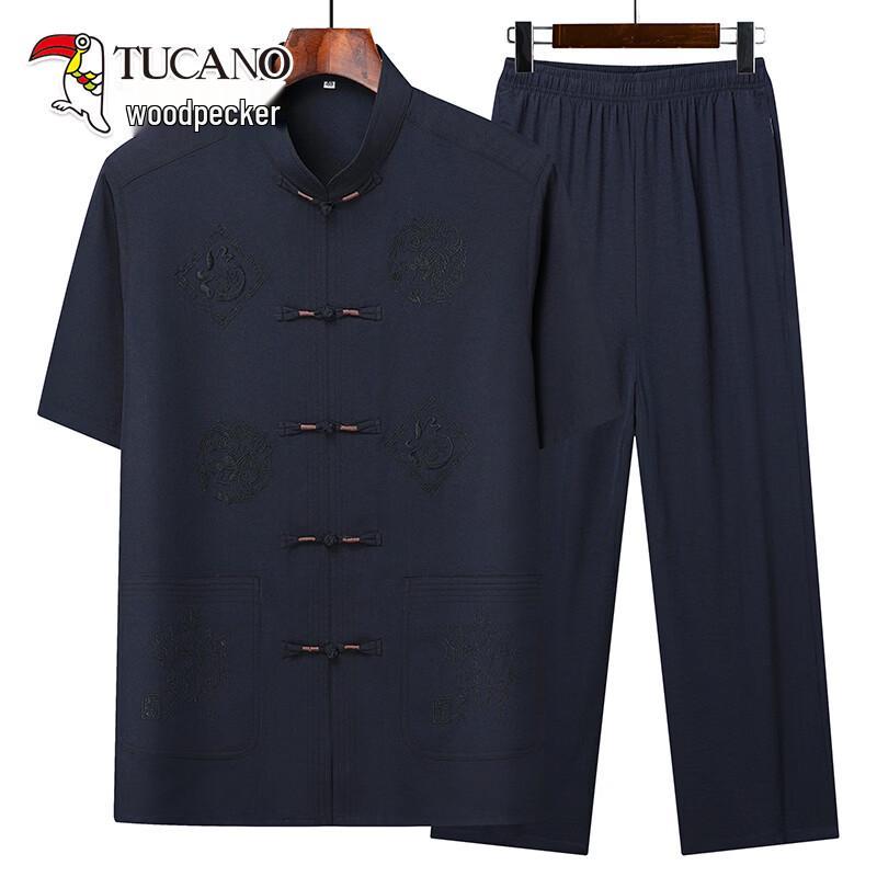 TUCANO Men s Chinese Style Short-Sleeve Tang Suit Set XL