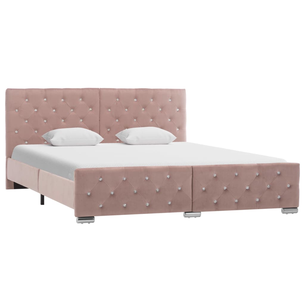vidaXL Bettgestell Rosa Samt 160x200 cm