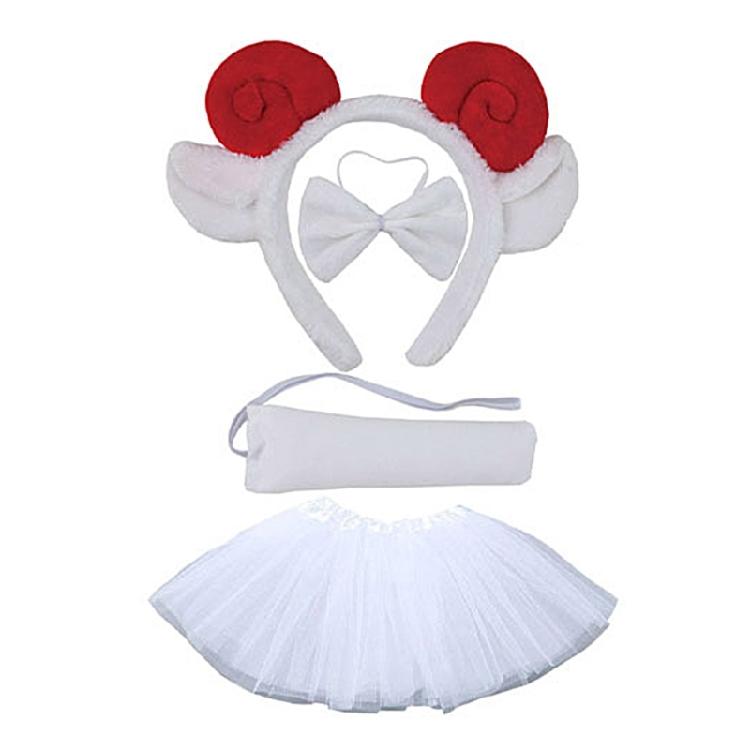 Kids Animal Costume Sheep Ears Headbands Bowtie,Tail,Tutus Glove 1/3/4/5pcs