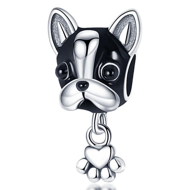 

S925 Silver [Cute Paw Print Beaded Bracelet For Dogs Fashion Pet Jewelry Accessory]