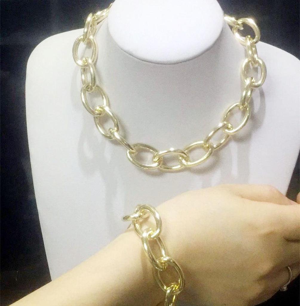 Collier chaîne en aluminium unisexe tendance punk hip-hop style mixte