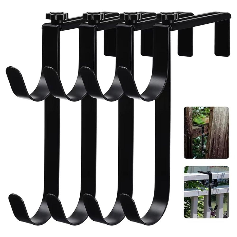 2Pcs Double Hook Pool Pole Hanger Metal Fence Hooks No Drill Pool Pole Fixing Hooks  Net Storage