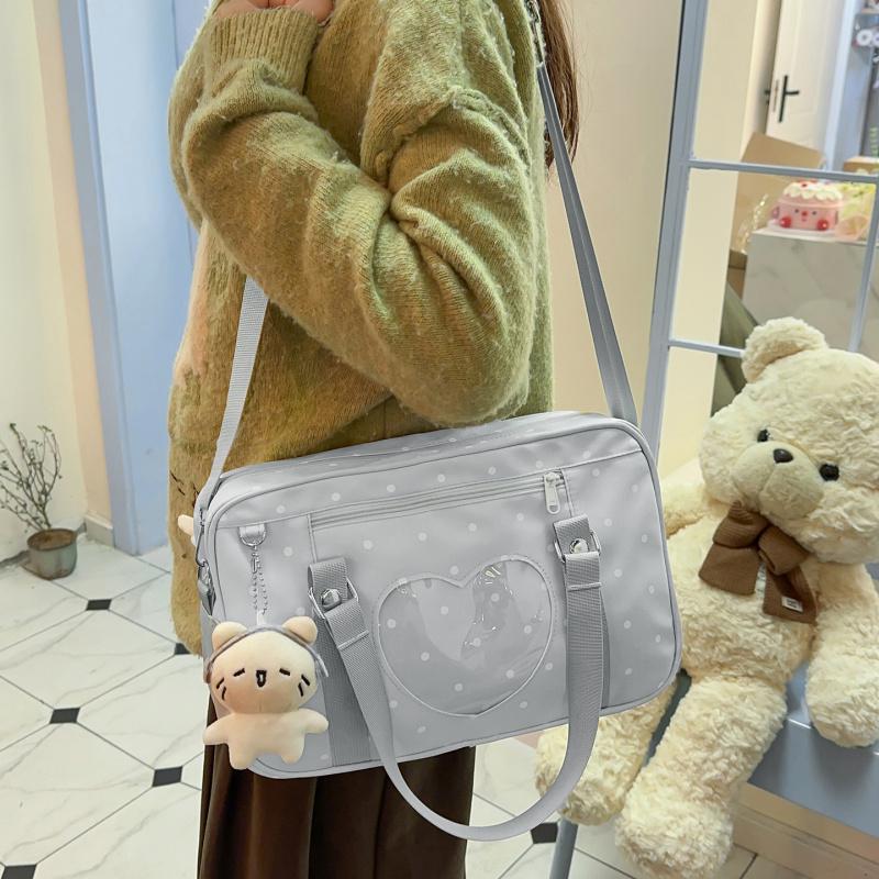 Single-shoulder bag for female college students, polka dot crossbody bag for daily commuting2026New large-capacity travel handba