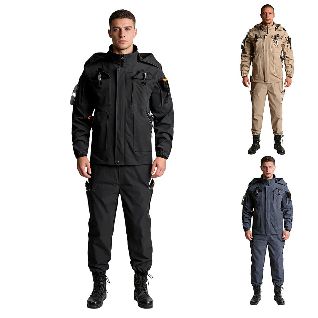 Men's Jacket Suit Men's Workwear Wear Resistant Camouflage Suit Hooded Training Suit Mountaineering Outdoor Suit