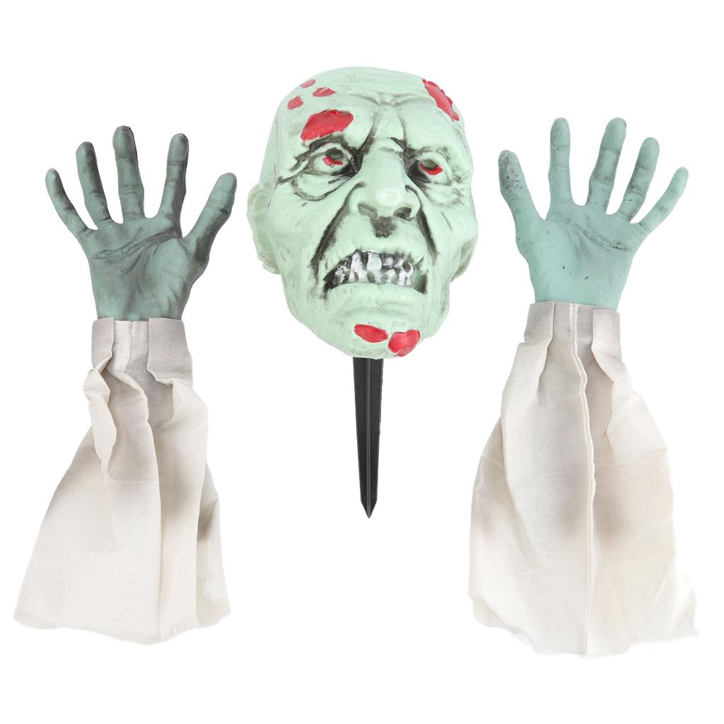 Zombie Face Arm Stakes Vivid Lifelike Green Zombie Stakes Props Halloween Scary Props Halloween Decorations