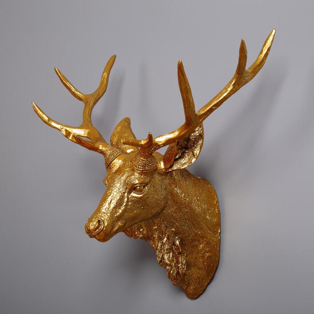 Animal Sculpture Wall Decoration , 3D Deer Head Art Wall Statue Hanging золотистый