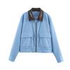 New seven-color corduroy patchwork leather collar jacket 2949024