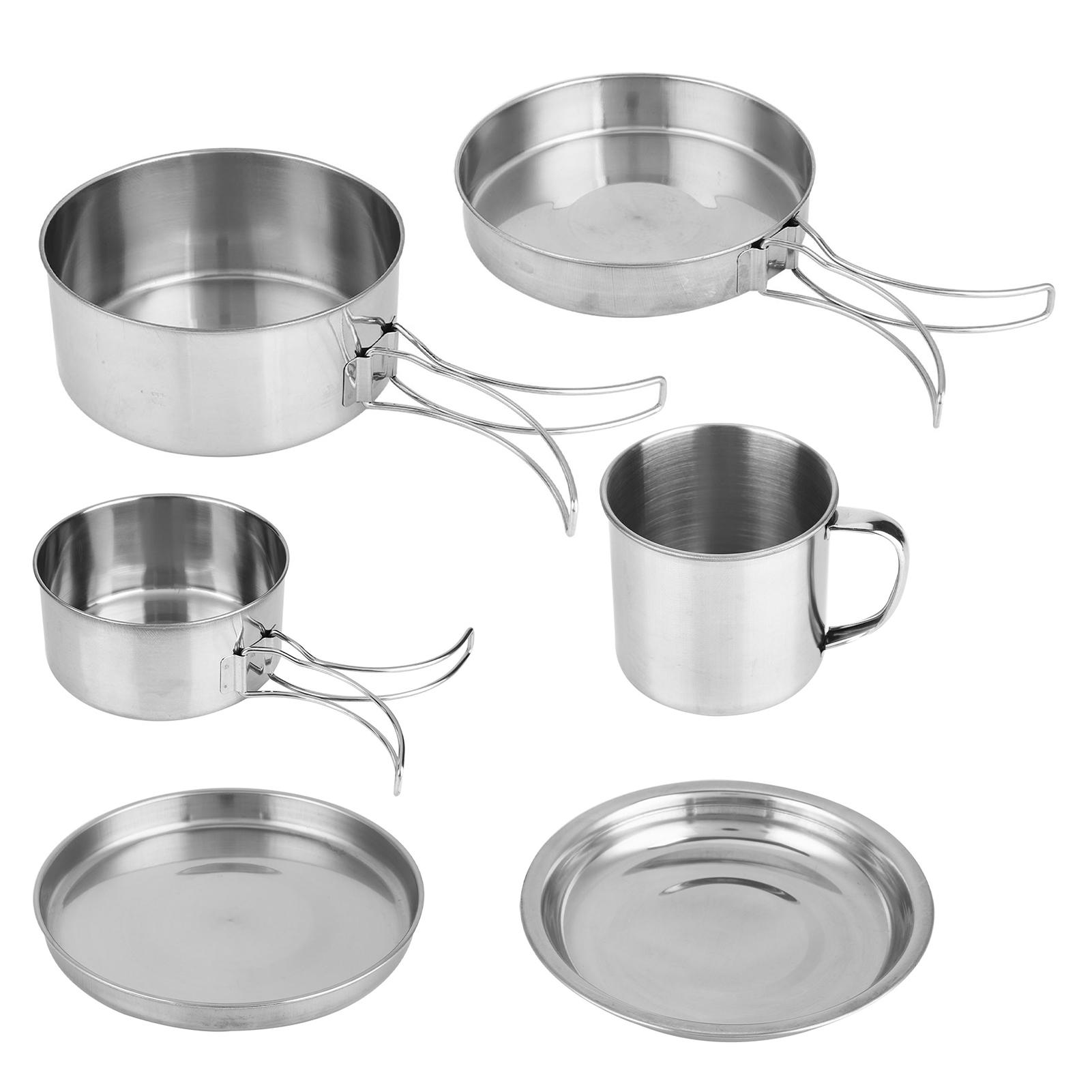 

Набор из 8 предметов из нержавеющей стали для барбекю, походная посуда для пикника, портативный складной набор кастрюль для улицы