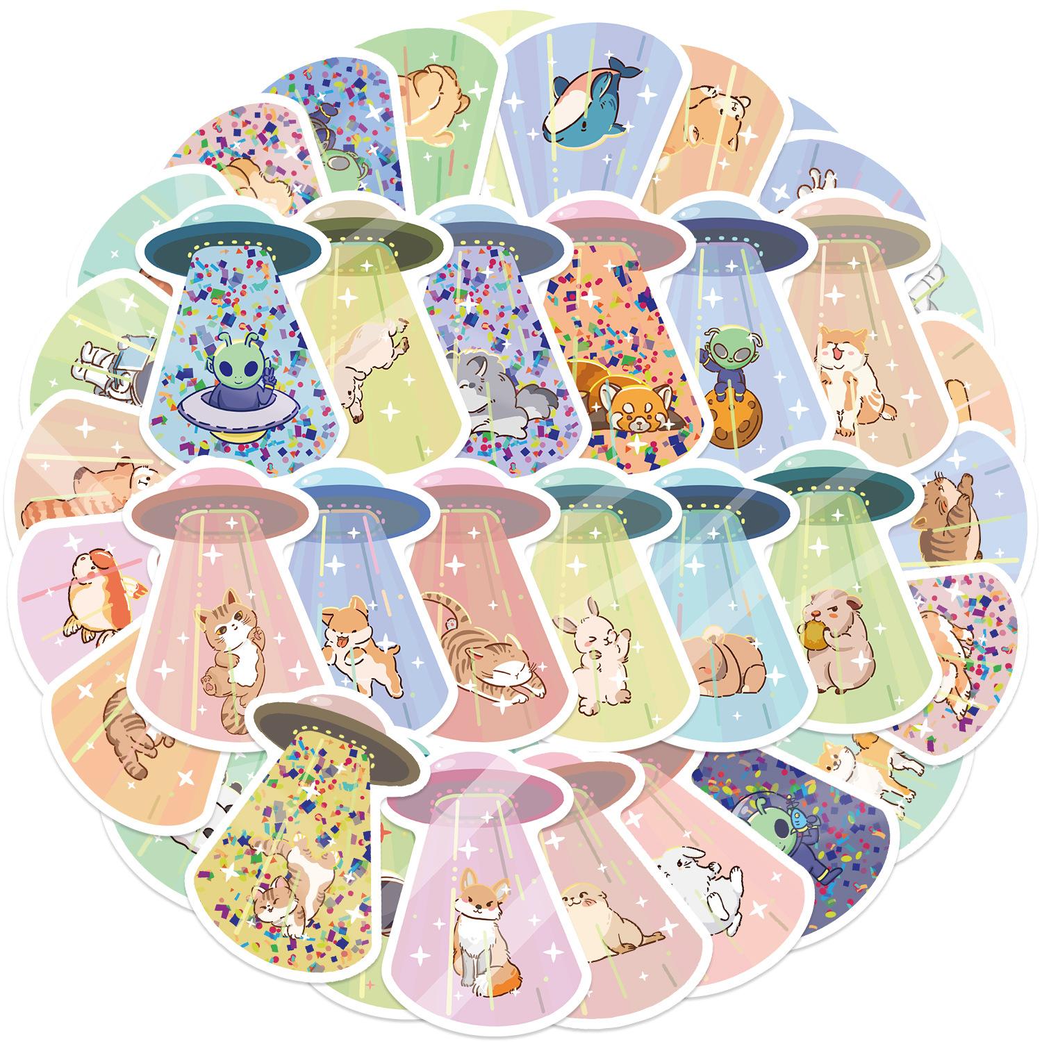 

50 Cartoon UFO Kidnapped Friends Doodle Stickers Decorate Guitar Notebook Suitcase DIY Stickers