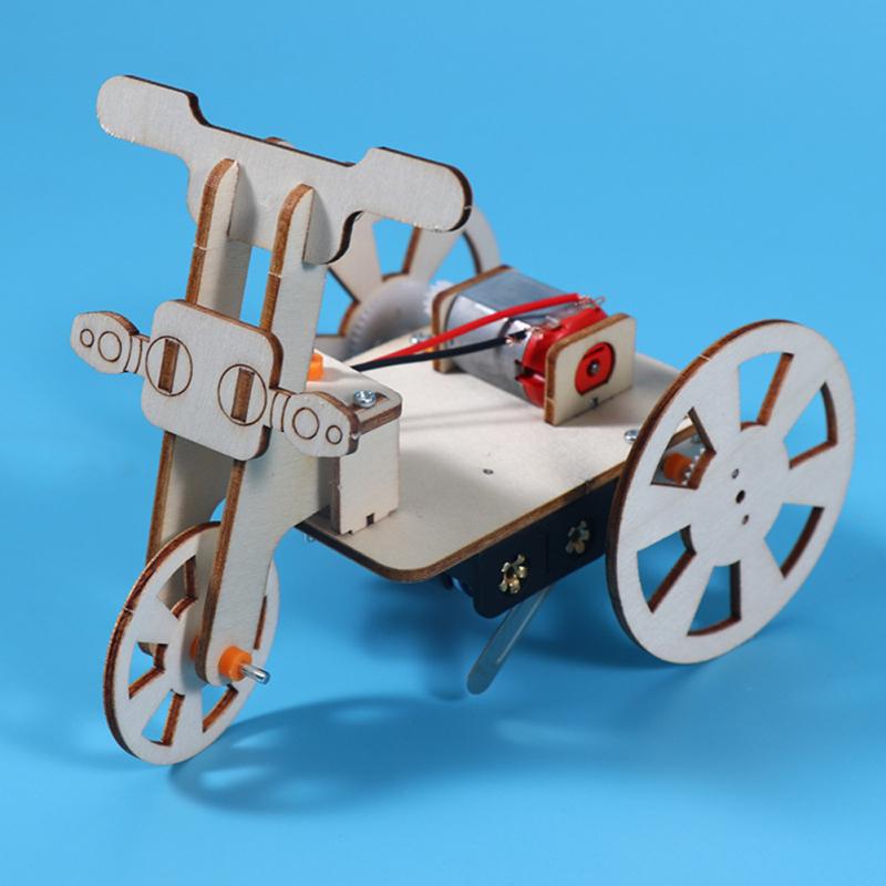 3D Elektrisches Dreirad Montagemodell Holz Handgefertigtes Puzzle Mechanisches Spielzeug zur Verbesserung der Vorstellungskraft