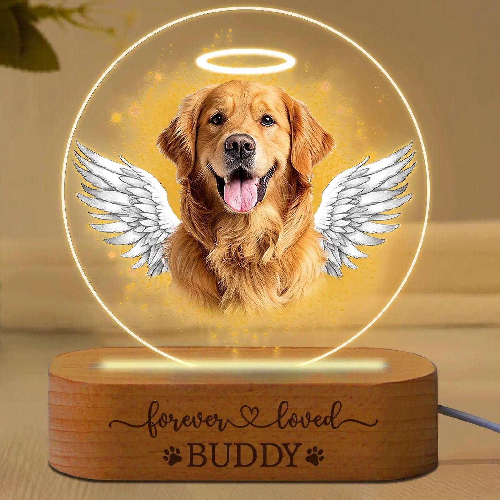 Personalized Dog Memorial Photo Frame Pet Portrait Plaque With Dog Name Paw Print Special Memorial Gift for Pet Loss Remembrance 3-Color Base