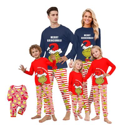 Print Cute Family Set Pajamas, Home Clothes, Family Set Long Sleeve Top Pants Set