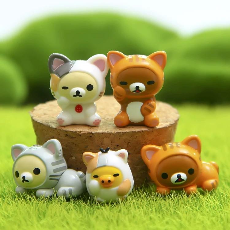 5pcs Rilakkuma Action Figures Cute Relax Bear Doll Kids Classic Toys Car Model Ornaments Home Decoration Children Gift Hot Sales