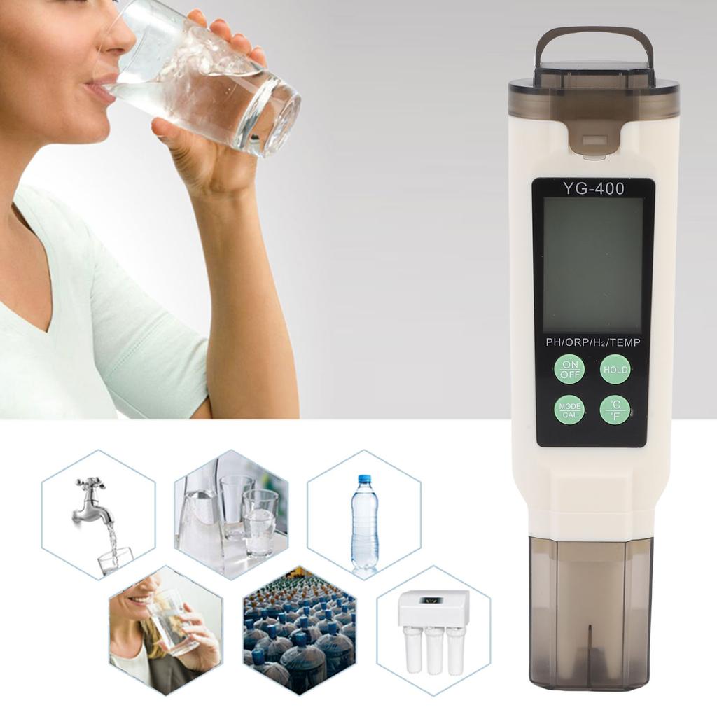 ORP H2 PH Temperature Meter, Backlit LCD Water Quality Tester for Hydrogen Water Pools Aquariums Drinking