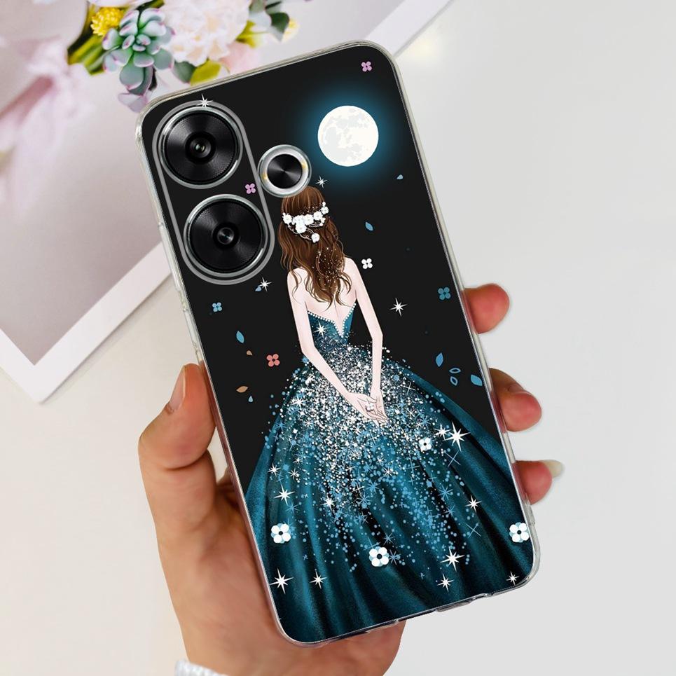 Flower Butterfly Women Fashion Back Cover For Xiaomi Redmi Turbo 3 Phone Funda Transparent Soft TPU Silicone Coque For Poco F6