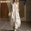 Fashion Summer Spring Solid Color Print Sleeveless O-Neck Casual Dresses