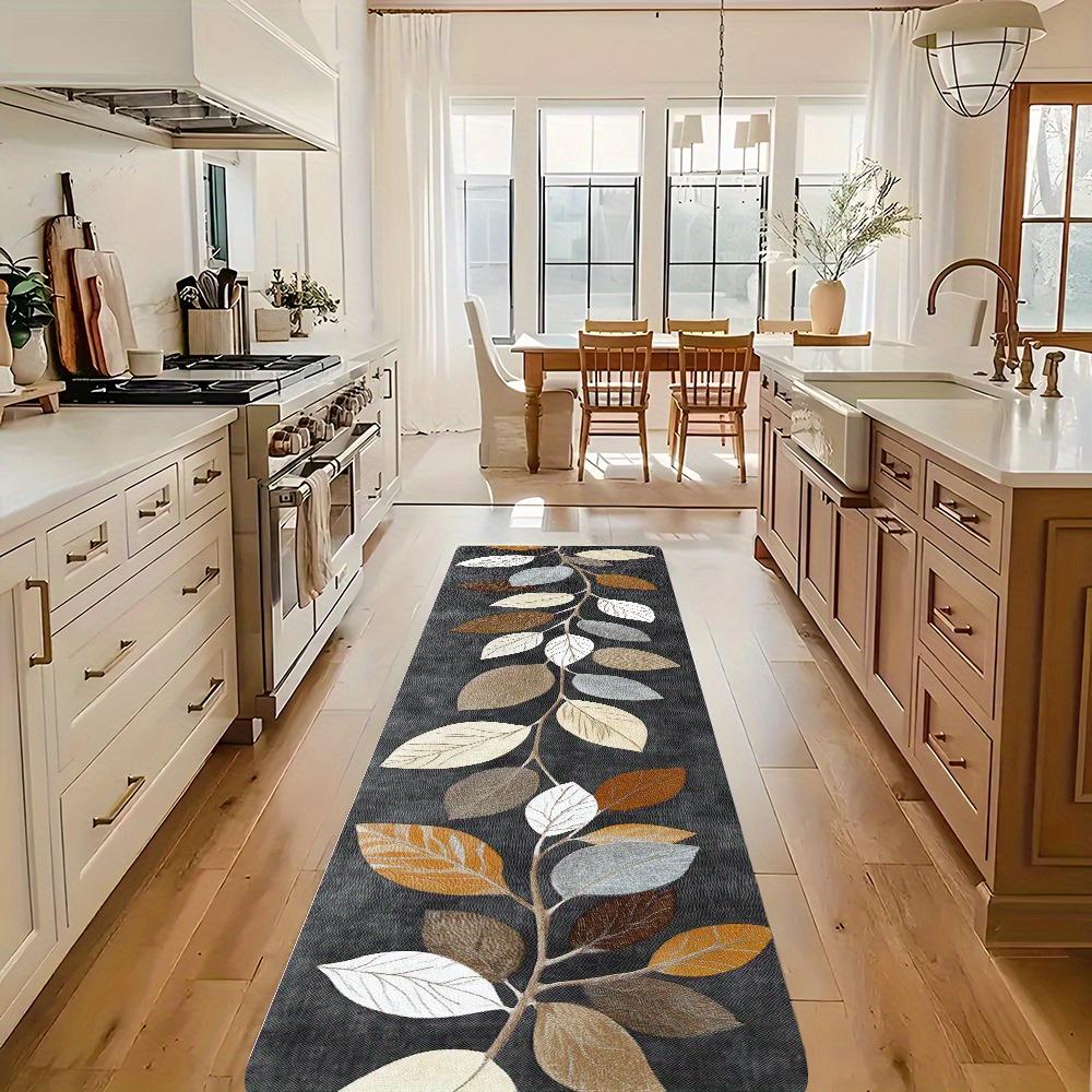 

VIKAMA Leaf Vine Kitchen Rug Non-slip, Stain-resistant Entrance Hallway Mat Bedroom & Dining Room Runner Home Decor 50x160cm 20x63inch
