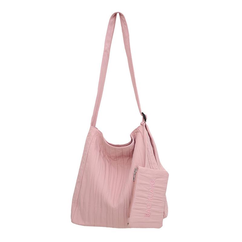 Large Capacity Underarm Bag Women's Pleated Bag Casual Commuter Shoulder Bag Casual Solid Color Bag Women's Simple Messenger Bag