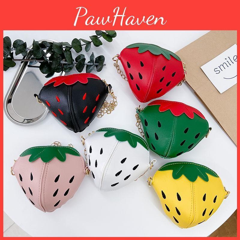 Pu Themed Strawberry Leather Girls Purse Antitheft Shoulder Bag Gift Toddler