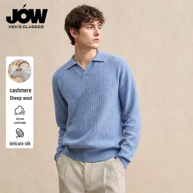 JOW Men's Silk-Cashmere Blend Striped Polo Knit Sweater